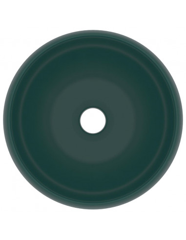 Lavandino Lusso Rotondo Verde Scuro Opaco 40x15 cm in Ceramica