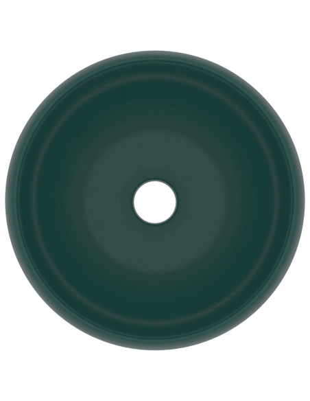 Lavandino Lusso Rotondo Verde Scuro Opaco 40x15 cm in Ceramica