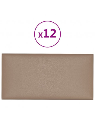 Pannelli Murali 12 pz Cappuccino 30x15 cm in Similpelle 0,54 m²
