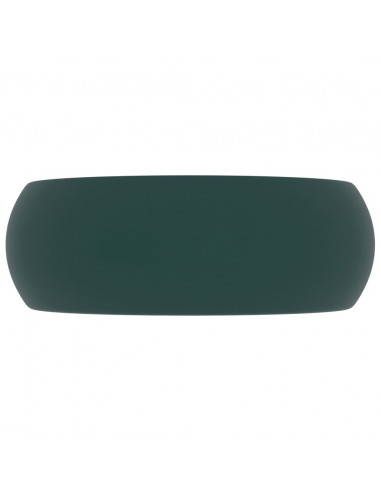Lavandino Lusso Rotondo Verde Scuro Opaco 40x15 cm in Ceramica