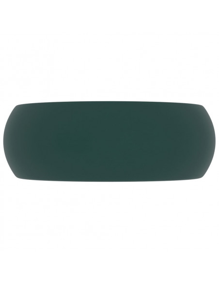 Lavandino Lusso Rotondo Verde Scuro Opaco 40x15 cm in Ceramica
