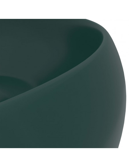 Lavandino Lusso Rotondo Verde Scuro Opaco 40x15 cm in Ceramica