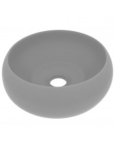 Lavandino Lusso Rotondo Grigio Chiaro Opaco 40x15cm in Ceramica 2