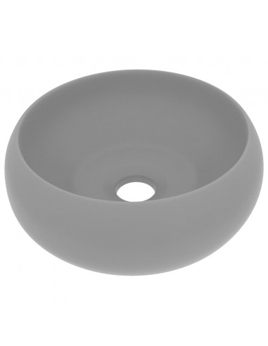 Lavandino Lusso Rotondo Grigio Chiaro Opaco 40x15cm in Ceramica