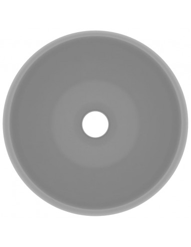 Lavandino Lusso Rotondo Grigio Chiaro Opaco 40x15cm in Ceramica