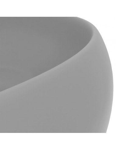 Lavandino Lusso Rotondo Grigio Chiaro Opaco 40x15cm in Ceramica