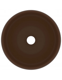 Lavandino Lusso Rotondo Marrone Scuro Opaco 40x15cm in Ceramica 2