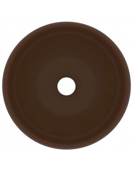 Lavandino Lusso Rotondo Marrone Scuro Opaco 40x15cm in Ceramica