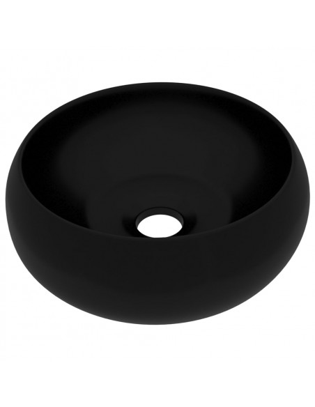 Lavandino Lusso Rotondo Nero Opaco 40x15 cm in Ceramica
