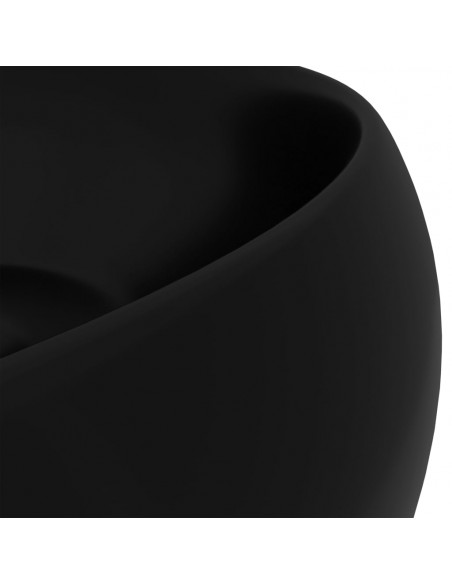 Lavandino Lusso Rotondo Nero Opaco 40x15 cm in Ceramica
