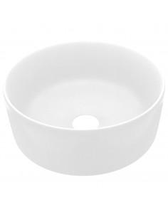 Lavandino Lusso Rotondo Bianco Opaco 40x15 cm in Ceramica 2