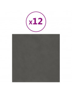 Pannelli Murali 12 pz Grigio Scuro 30x30 cm in Velluto 1,08 m² 2