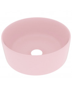 Lavandino Lusso Rotondo Rosa Opaco 40x15 cm in Ceramica 2
