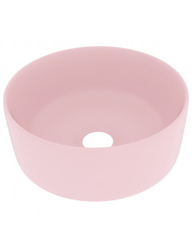Lavandino Lusso Rotondo Rosa Opaco 40x15 cm in Ceramica