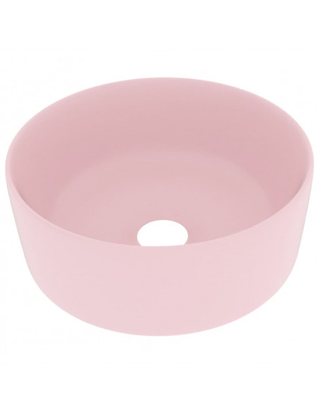Lavandino Lusso Rotondo Rosa Opaco 40x15 cm in Ceramica