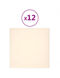 Pannelli Murali 12 pz Crema 30x30 cm Velluto 1,08 m² 2