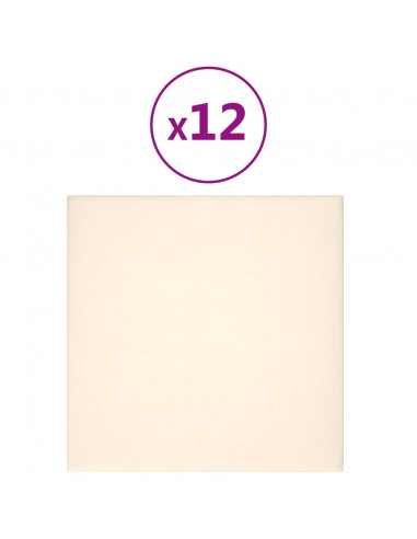 Pannelli Murali 12 pz Crema 30x30 cm Velluto 1,08 m²