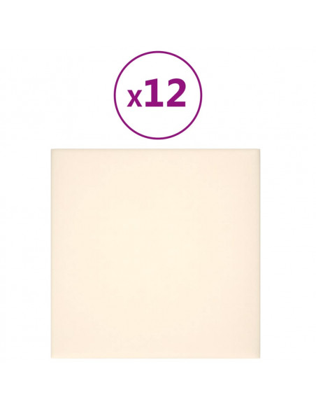 Pannelli Murali 12 pz Crema 30x30 cm Velluto 1,08 m²