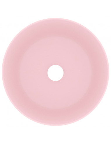 Lavandino Lusso Rotondo Rosa Opaco 40x15 cm in Ceramica