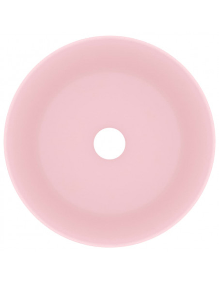 Lavandino Lusso Rotondo Rosa Opaco 40x15 cm in Ceramica