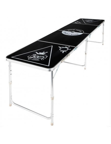 HI Tavolo Pieghevole Beer Pong Altezza Regolabile Nero