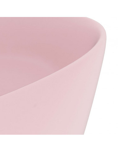 Lavandino Lusso Rotondo Rosa Opaco 40x15 cm in Ceramica