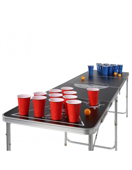 HI Tavolo Pieghevole Beer Pong Altezza Regolabile Nero