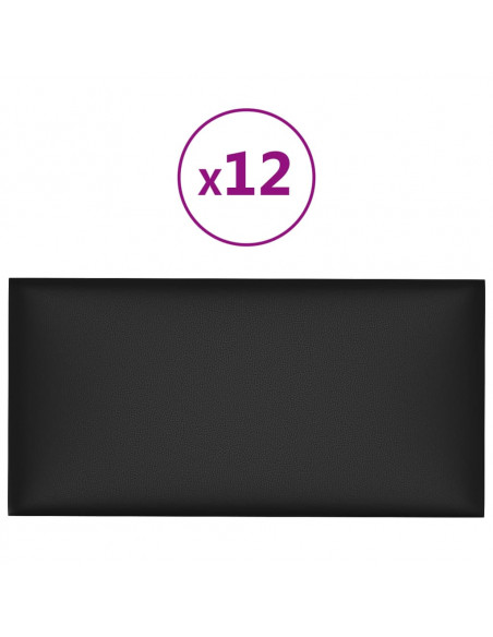 Pannelli Murali 12 pz Neri 60x30 cm Similpelle 2,16 m²