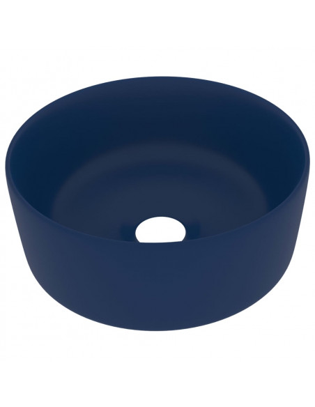 Lavandino Lusso Rotondo Blu Scuro Opaco 40x15 cm in Ceramica