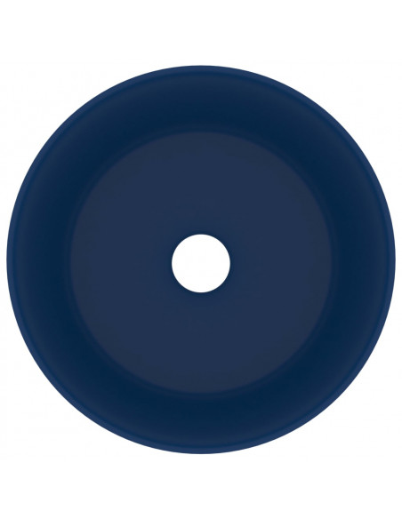 Lavandino Lusso Rotondo Blu Scuro Opaco 40x15 cm in Ceramica