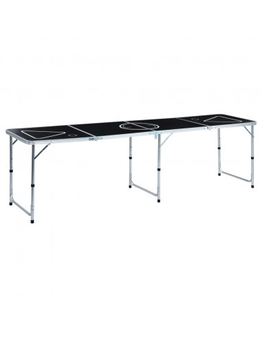 Tavolo da Beer Pong Pieghevole 240 cm Nero
