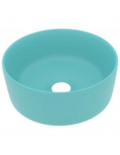 Lavandino Lusso Rotondo Verde Chiaro Opaco 40x15 cm in Ceramica 2