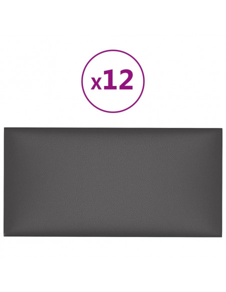 Pannelli Murali 12 pz Grigi 60x30 cm Similpelle 2,16 m²