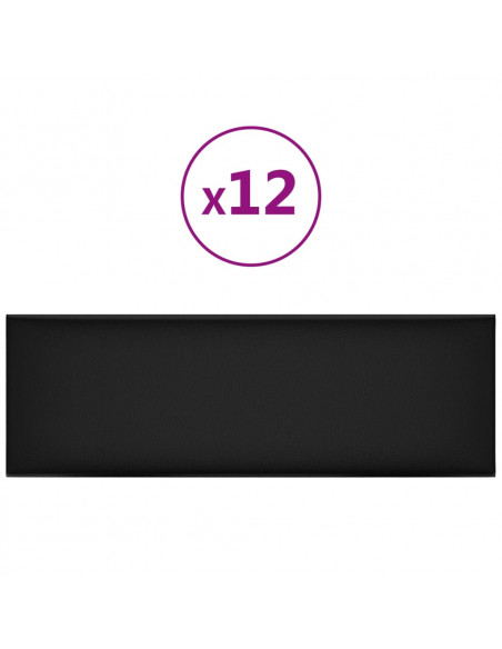 Pannelli Murali 12 pz Neri 90x30 cm in Similpelle 3,24 m²