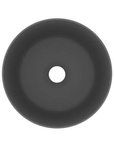 Lavandino Lusso Rotondo Grigio Scuro Opaco 40x15 cm in Ceramica