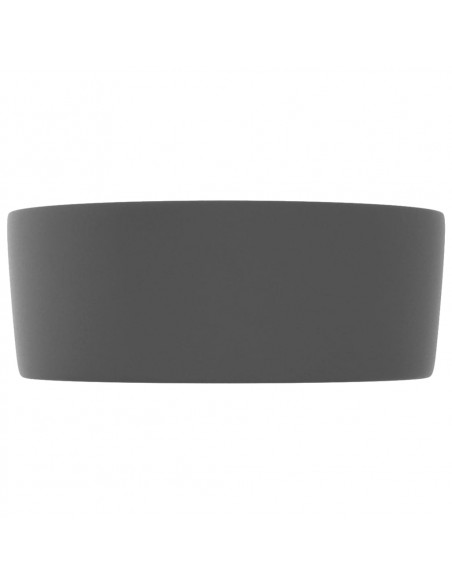 Lavandino Lusso Rotondo Grigio Scuro Opaco 40x15 cm in Ceramica