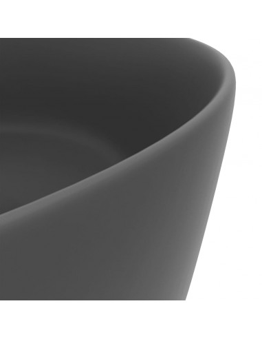 Lavandino Lusso Rotondo Grigio Scuro Opaco 40x15 cm in Ceramica