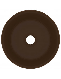 Lavandino Lusso Rotondo Marrone Scuro Opaco 40x15cm in Ceramica 2