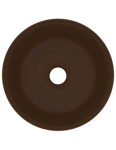 Lavandino Lusso Rotondo Marrone Scuro Opaco 40x15cm in Ceramica