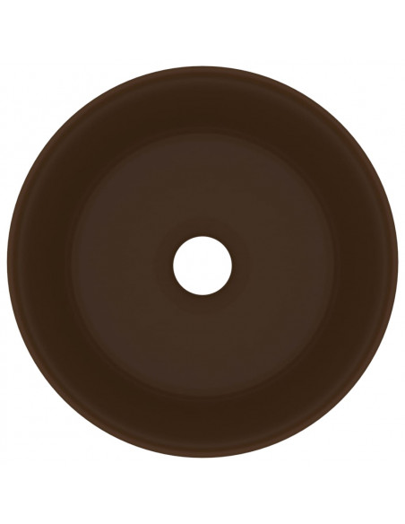 Lavandino Lusso Rotondo Marrone Scuro Opaco 40x15cm in Ceramica