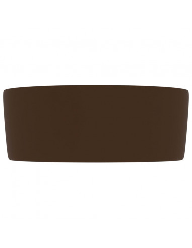 Lavandino Lusso Rotondo Marrone Scuro Opaco 40x15cm in Ceramica