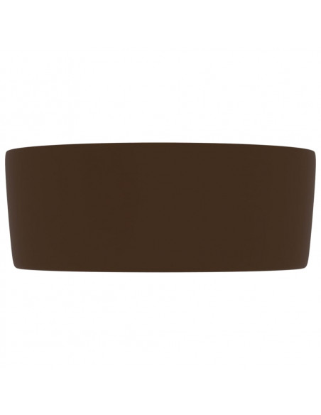 Lavandino Lusso Rotondo Marrone Scuro Opaco 40x15cm in Ceramica