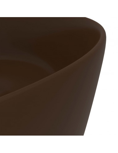 Lavandino Lusso Rotondo Marrone Scuro Opaco 40x15cm in Ceramica