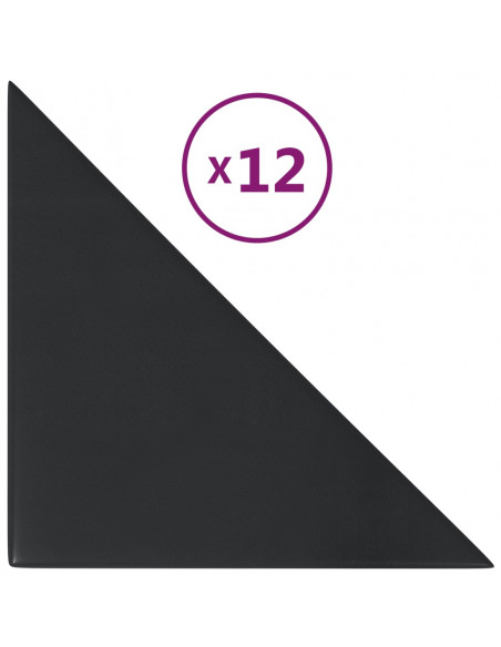 Pannelli Murali 12 pz Neri 30x30 cm in Similpelle 0,54 m²