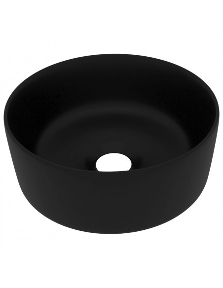 Lavandino Lusso Rotondo Nero Opaco 40x15 cm in Ceramica