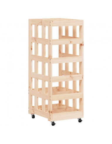 Portalegna con Ruote 40x49x110 cm Legno Massello di Pino