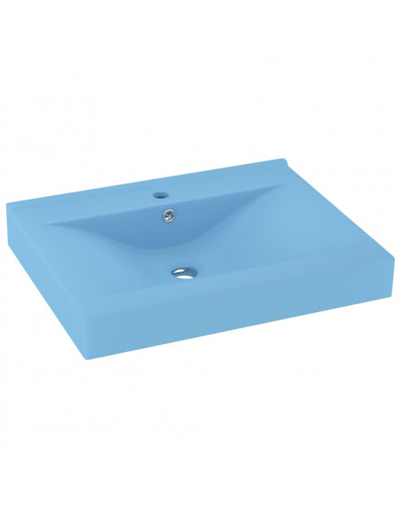 Lavandino con Foro Rubinetto Azzurro Opaco 60x46 cm in Ceramica