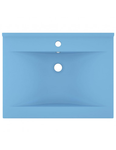 Lavandino con Foro Rubinetto Azzurro Opaco 60x46 cm in Ceramica