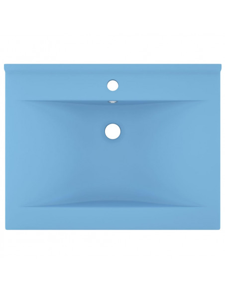 Lavandino con Foro Rubinetto Azzurro Opaco 60x46 cm in Ceramica
