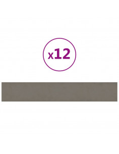 Pannelli Murali 12 pz Grigio Chiaro 90x15 cm Velluto 1,62 m² 2